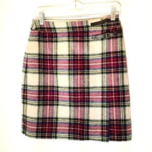Boden British Tweed by Moon Plaid Faux Wrap Skirt